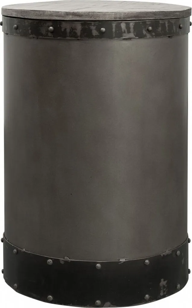 Bout de canapé carré en manguier gris laqué 42 cm HEAVY INDUSTRY #159