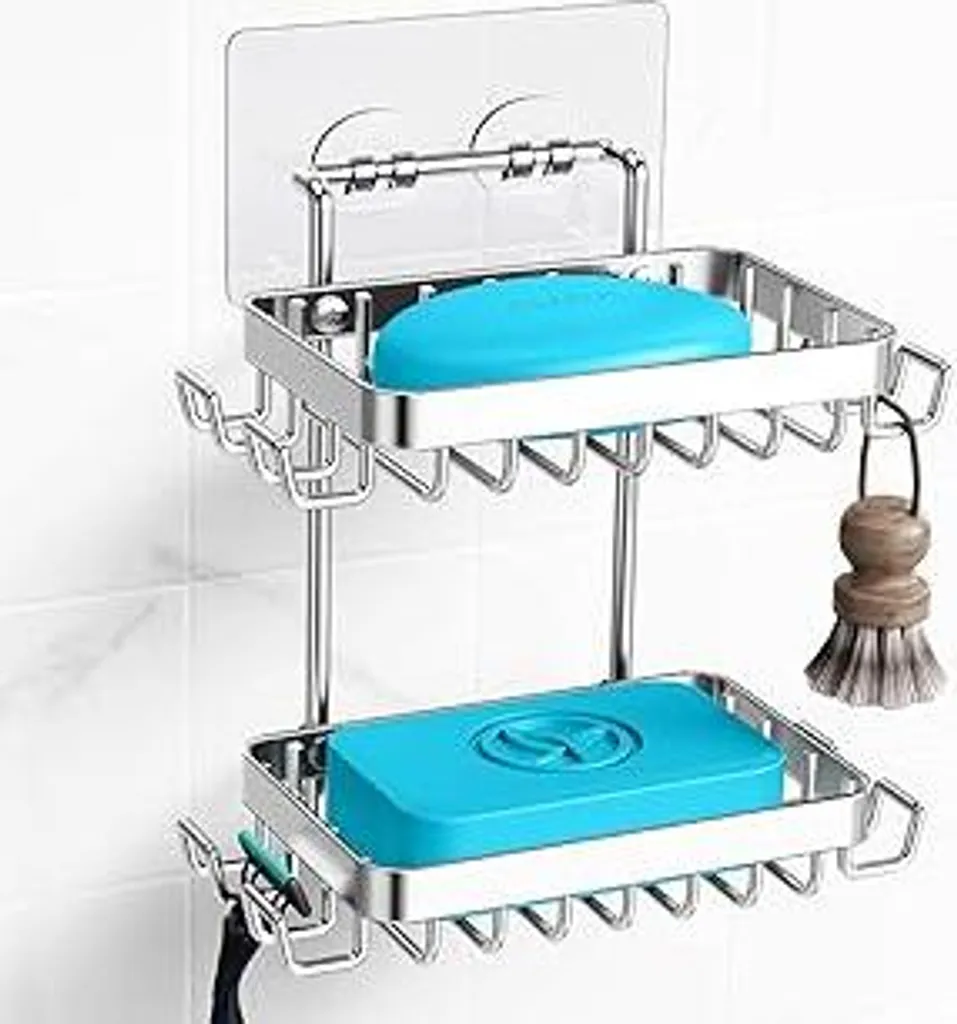 Nieifi Portasapone Inox a 2 Livelli: Ordine Sicuro per Tutta la Famiglia