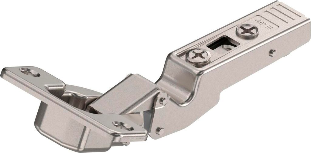 Blum Clip Top Scharnier ohne Feder - Winkelscharnier -45 Grad Möbelscharnier zum Schrauben, Stahl vernickelt