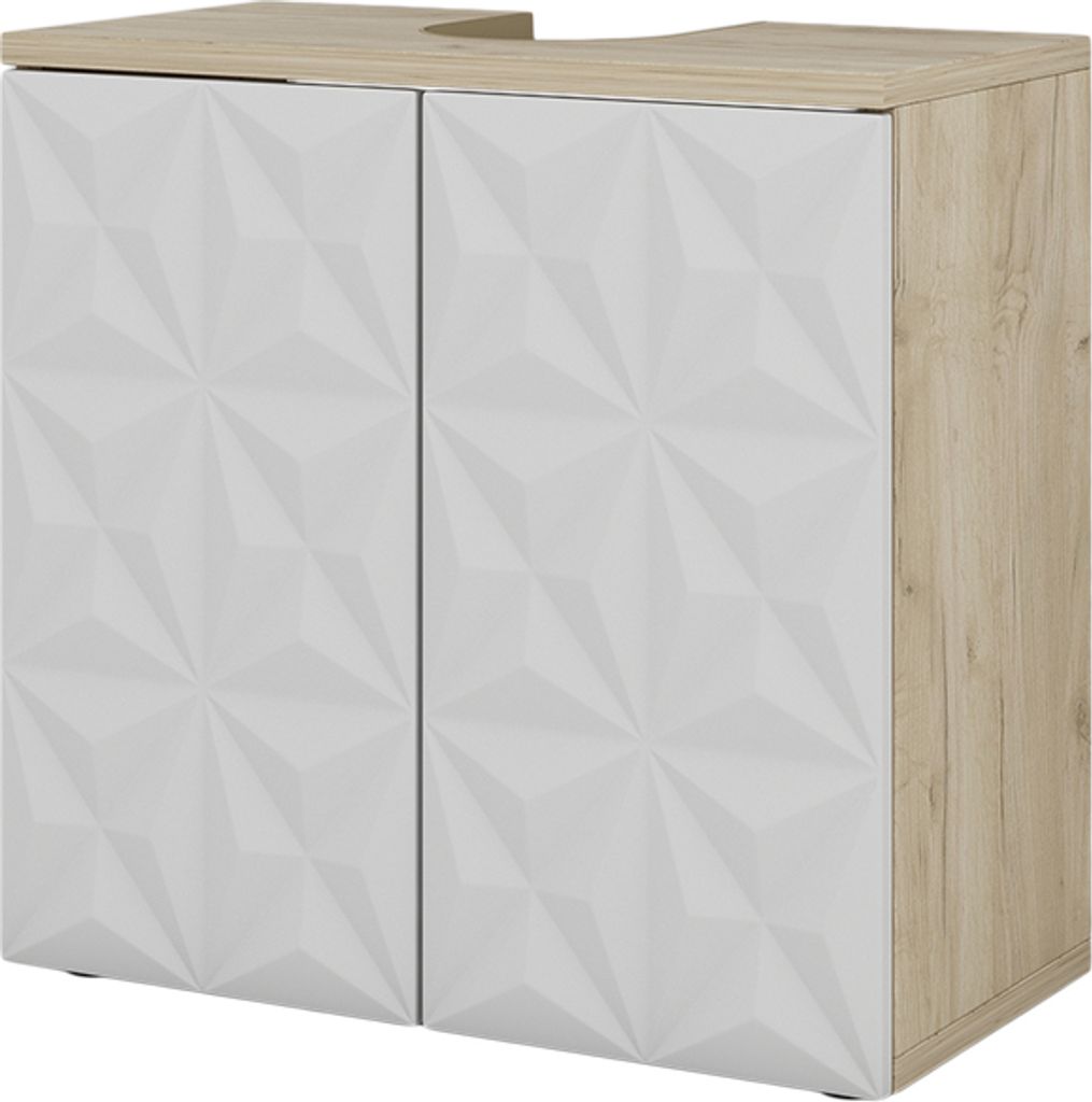 Waschbeckenunterschrank Vicco Edge Weiß 60 x 57 cm mit 2 Türen, Model 40315