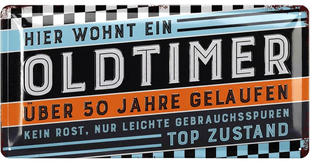 Retro Blechschild 50 Geburtstag Schild, 50 JAHRE OLDTIMER, Produktbild 