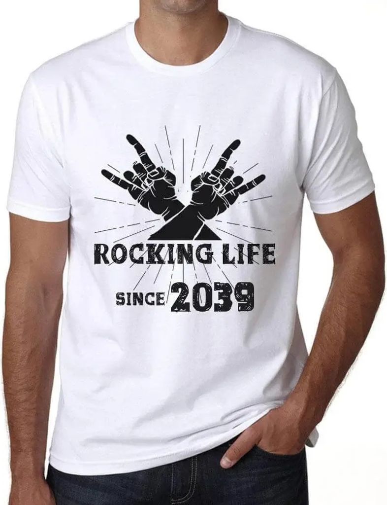 Herren Grafik T-Shirt Das Leben rocken seit 2039 – Rocking Life Since 2039 – Öko-Verantwortlich Vintage Jahrgang Kurzarm Lustige Druck Geburtstag