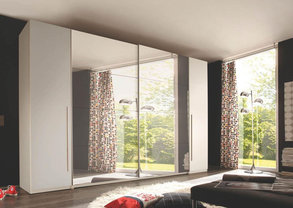 Dreh-/Schwebetürenschrank >Ketty< inkl. Passepartout, weiss / Spiegel - 276x230x70 (BxHxT)