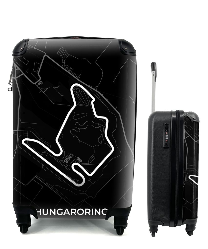MuchoWow Koffer Handgepäck Trolley Rollkoffer Kleine Reisekoffer mit 4 Rollen - F1 - Ungarn - Auto - Rennstrecke - Hungaroring - Schwarz - Cabin...