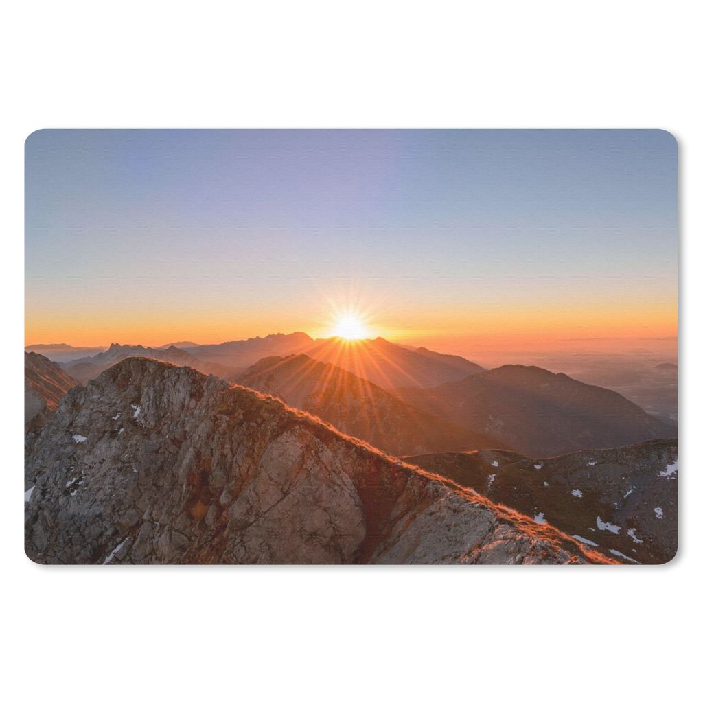 MuchoWow Mauspad Mousepad Berg - Landschaft - Sonne 27x18 cm - Mousepads - Maus Mat - Pad - Mausunterlage - Büroartikel - Desk Matten