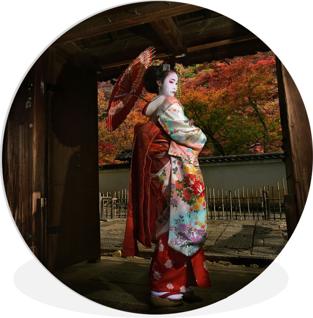 MuchoWow Rundes Wandbild - Runde Bilder Geisha in Gion in Japan Ø 60 cm Kreis Wanddekoration Kunststoff - Wandkreis - Wandschmuck - Wand Kreis -...