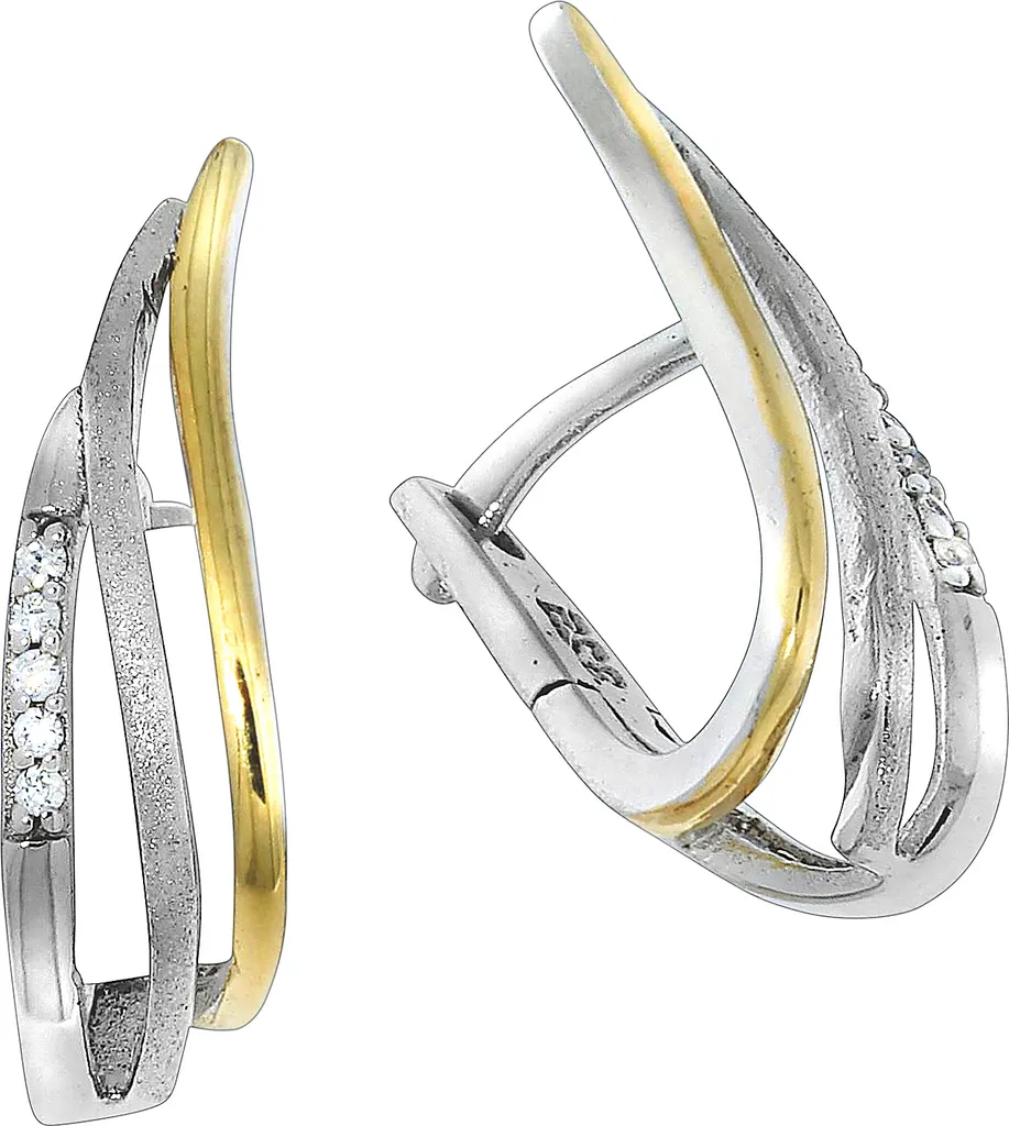 Orecchini Cerchio Argento 925 Placcati Oro 2cm con Zirconi - Vera Gioielleria