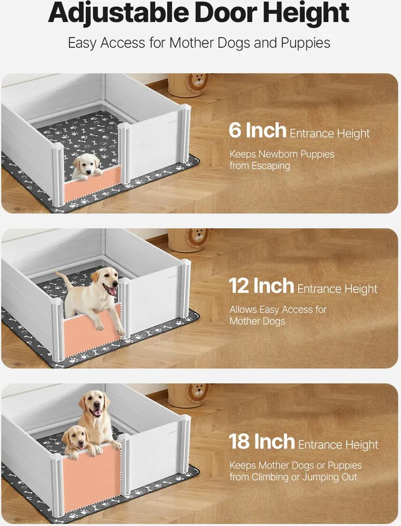 Caisse de Mise Bas Indéformable en PVC 122cm avec Porte Modulable
