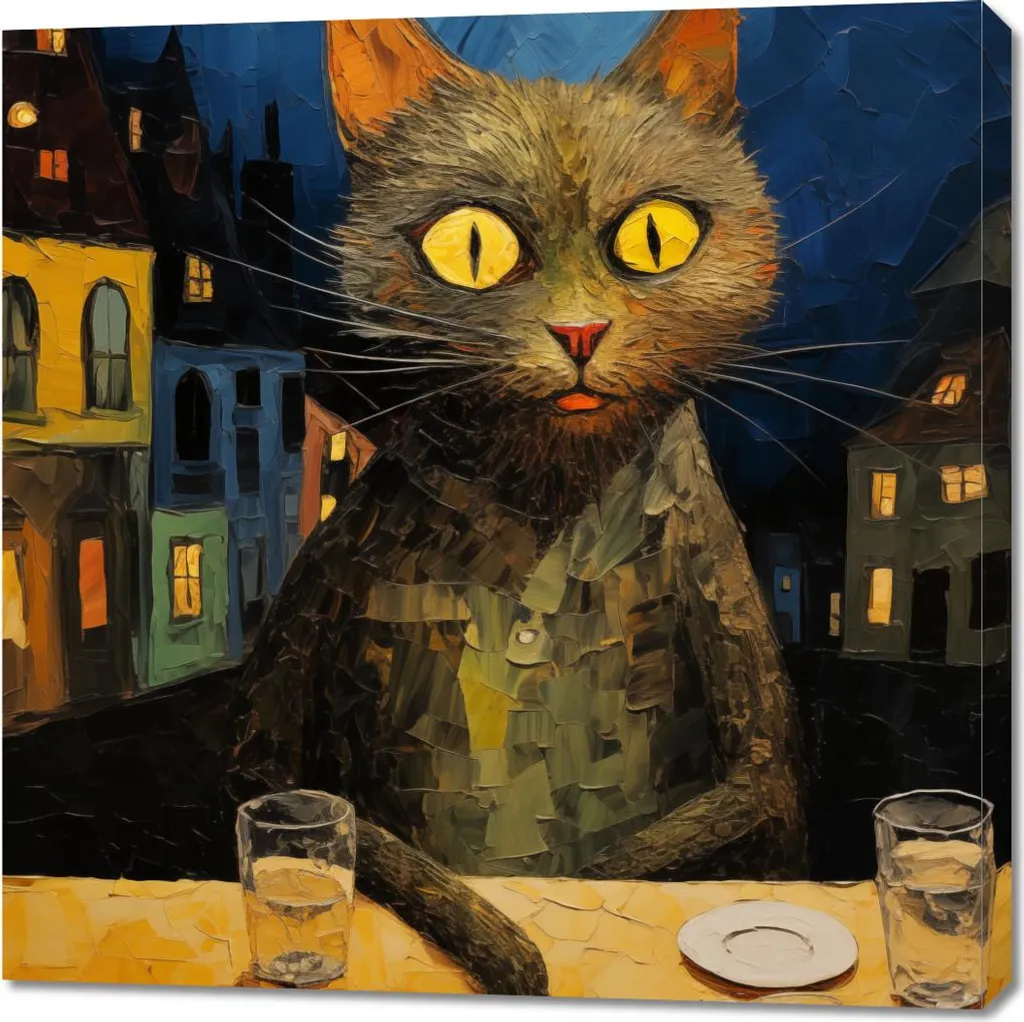 Tableau Carré 90x90 L'observateur nocturne - Art Mural Contemporain