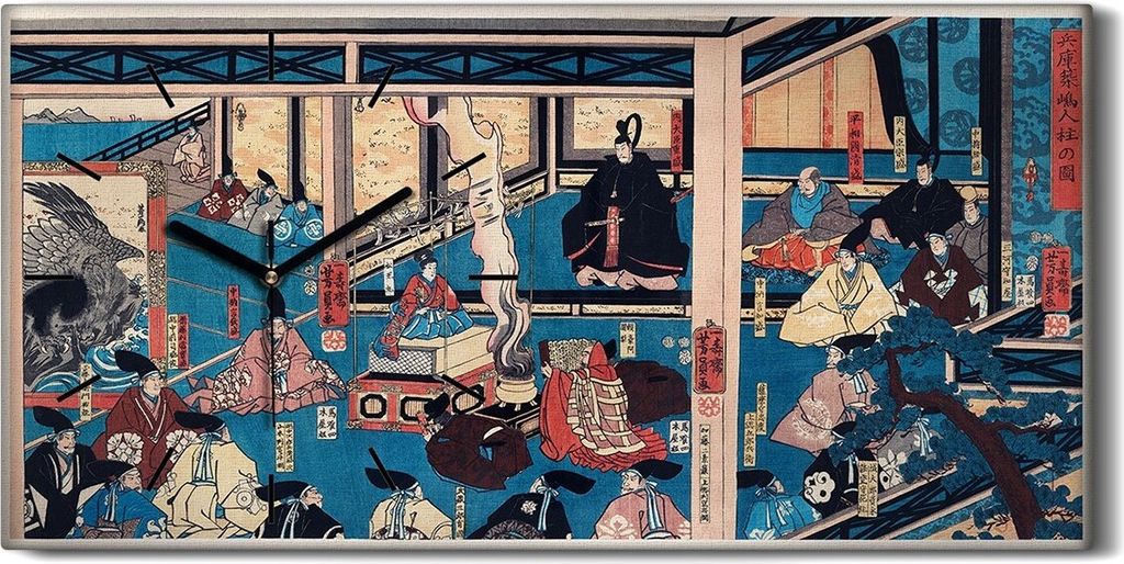 Küchenuhr Bürouhr Leinwand Uhr 60x30 Malerei Asiatische Traditionelle Kimono - schwarze Hände