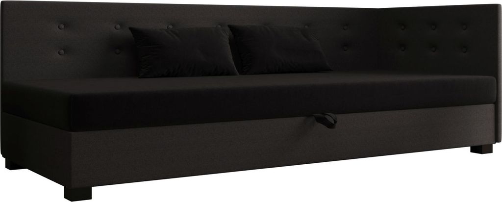 AURA SOFA Boxspringbett NEMO PLUS 100x195 Komplett-Set mit Bonell Matratze, Polsterbett mit Bettkästen - Dunkelgrau/Schwarz, SAWANA 05/14