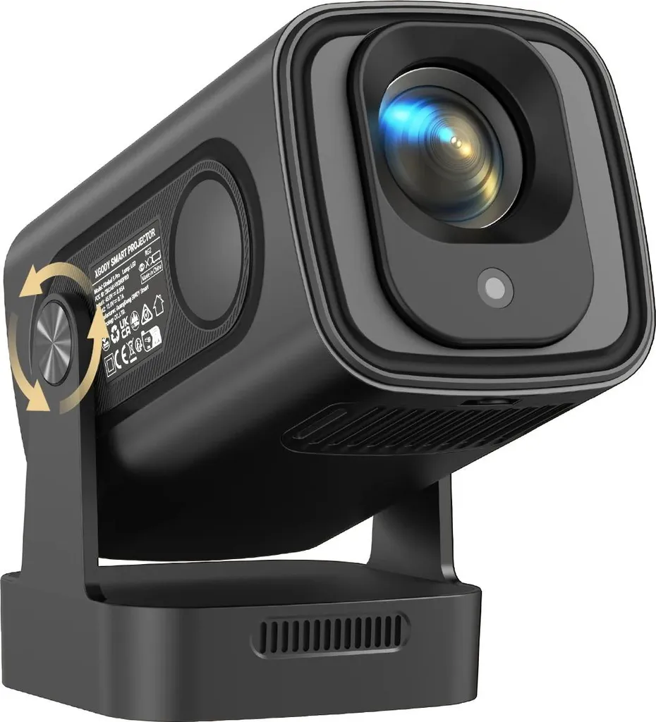 Projecteur Home Cinéma 4K 1080P Android pour Soirées Film et Jeux Noir