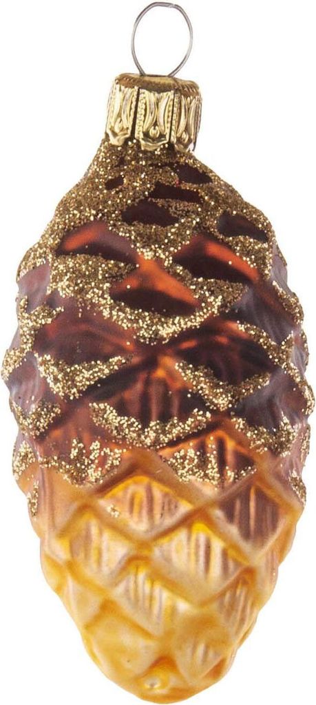 Thüringer Christbaumschmuck Zapfen braun gold 4er-Set BxHxT 3,5x7,5x3,5cm NEU
