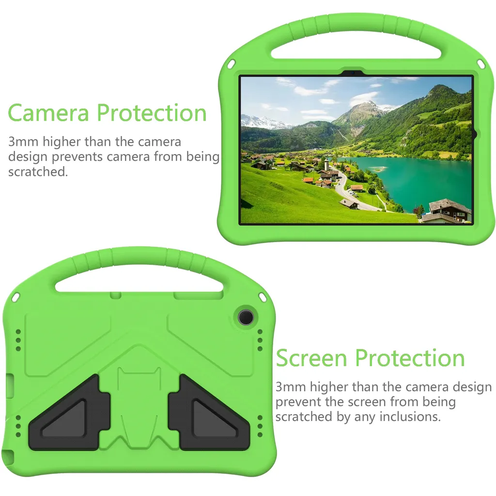 Custodia per bambini per Samsung Galaxy Tab A11 Plus/ A11+ 11", custodia antiurto leggera in EVA con supporto pieghevole e maniglia verde - 5