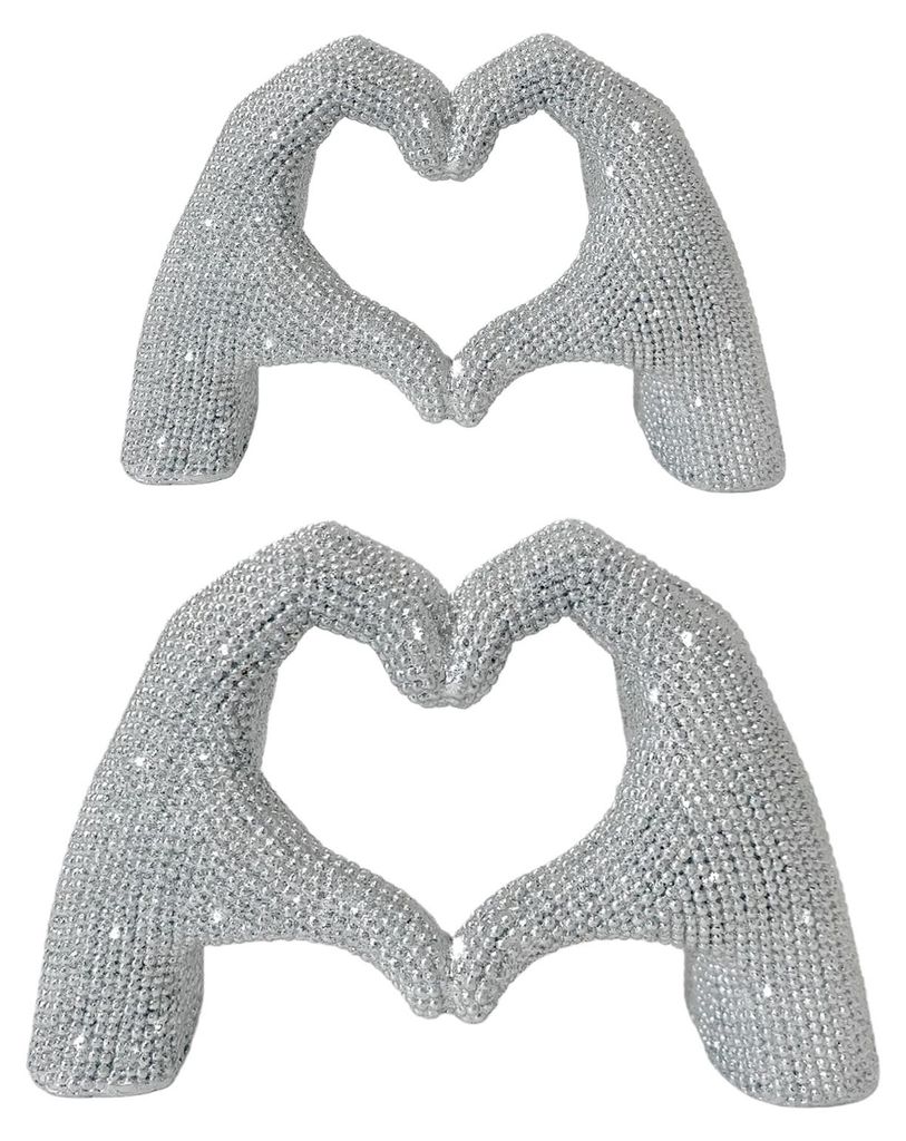 1/2 Stück Glitzernde Liebesgesten-Figur, Herzförmige Hand, Harzstatue, Skulptur, Valentinstag-Dekoration für Schreibtisch, Bücherregal, Ornament