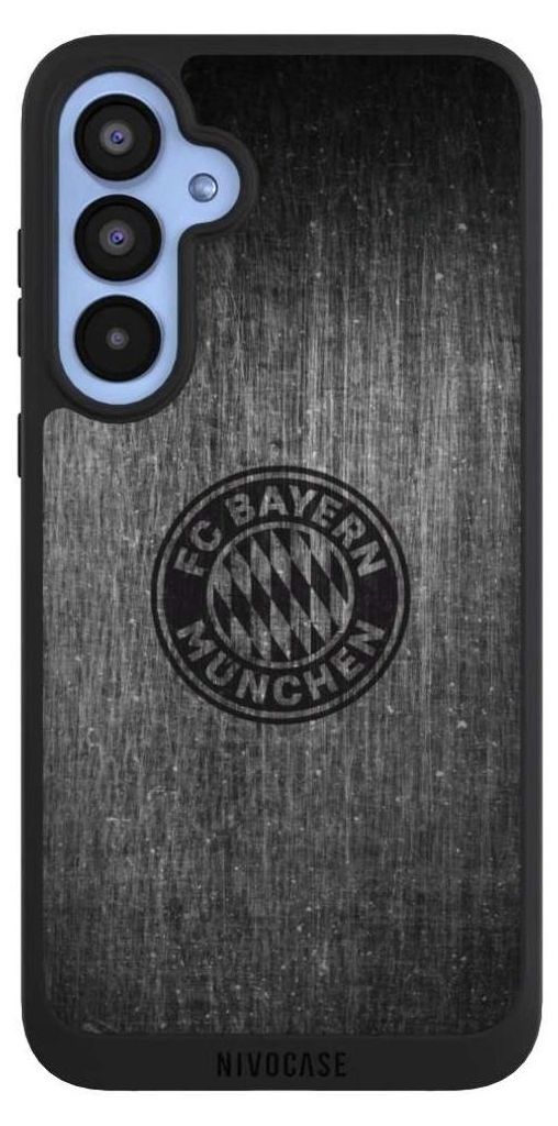 NIVOCASE Handyhülle für Samsung Galaxy A55 5G Hülle NIVOpure Case Schwarz FC Bayern München FCB Metallic Look