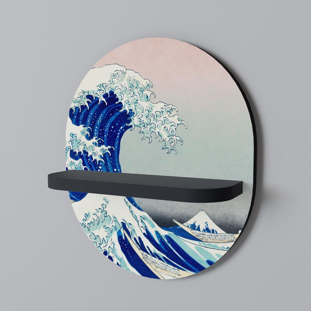 THE GREAT WAVE Ovales Regal Schwarz