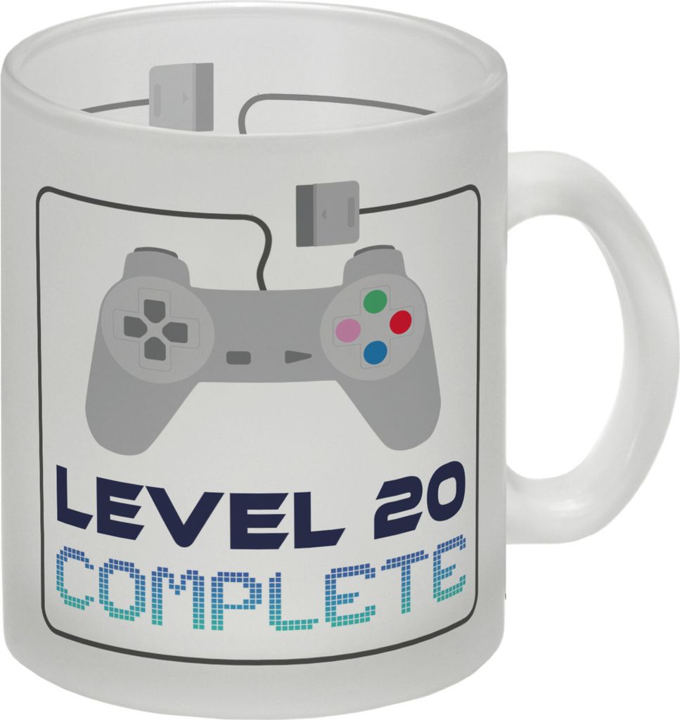 20. Geburtstag Glas Tasse mit lustigem Spruch: Level 20