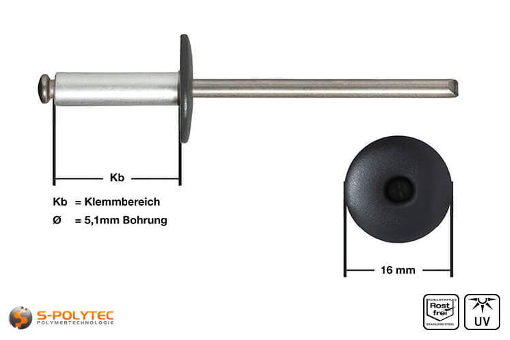 200, 5 x 16mm K16 Fassadennieten Nieten Blindnieten Produktbild 3