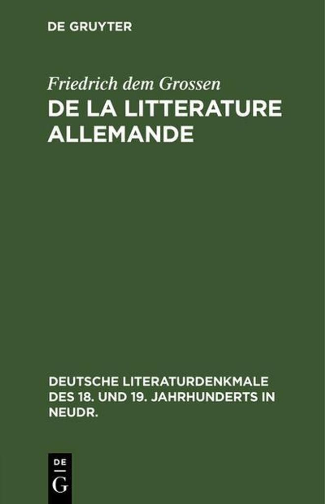 De la litterature allemande