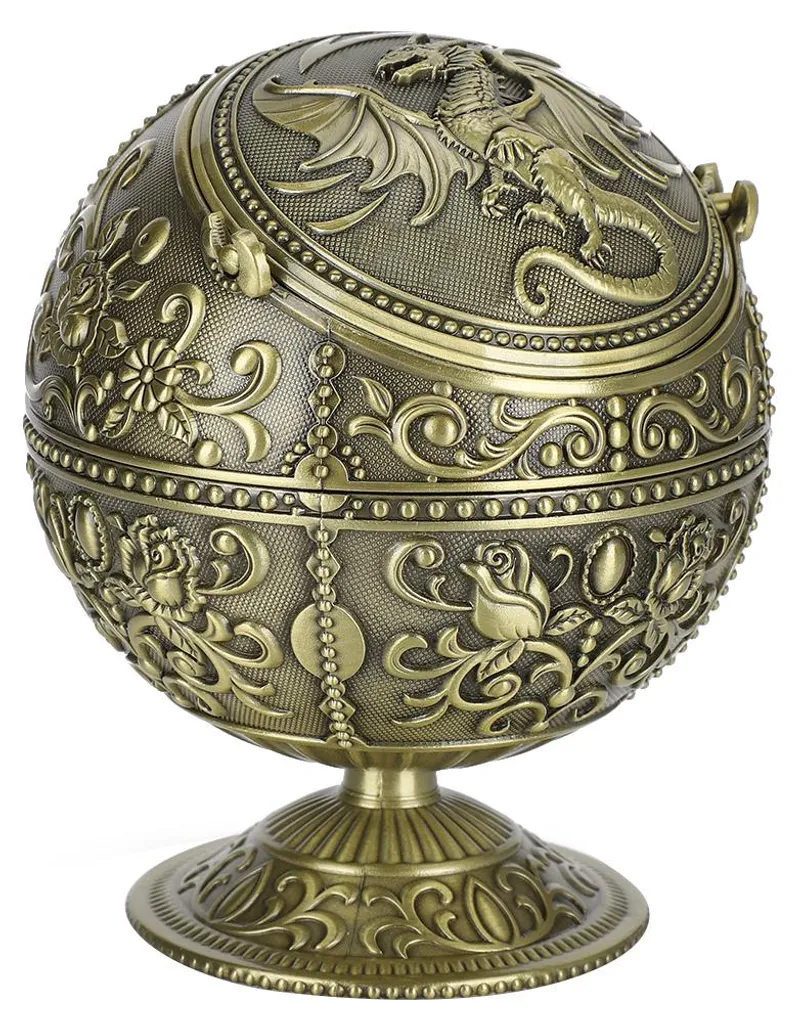 Cendrier Anti-Odeur et Vent Motif Dragon en Zinc pour une Maison Propre