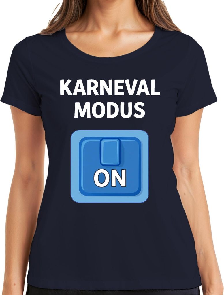 Karneval Modus On Karnevalsjeck Fastnacht Party Kostüm Damen T-Shirt, Navy, L