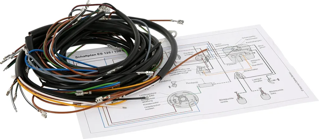 Kit électrique complet pour MZ ES 125/150 - Câblage à fiches plates