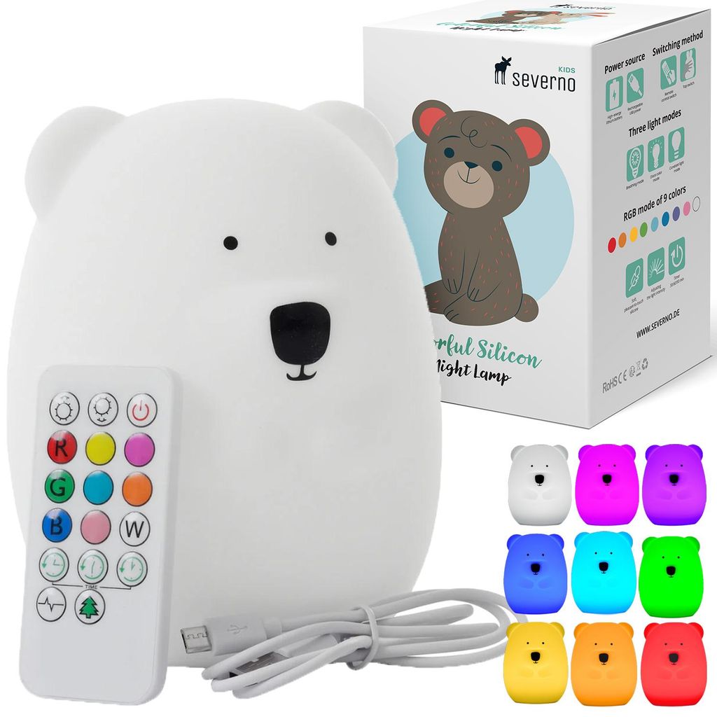 Lampada da comodino in silicone con orsetto per bambini LED Immagine del prodotto 