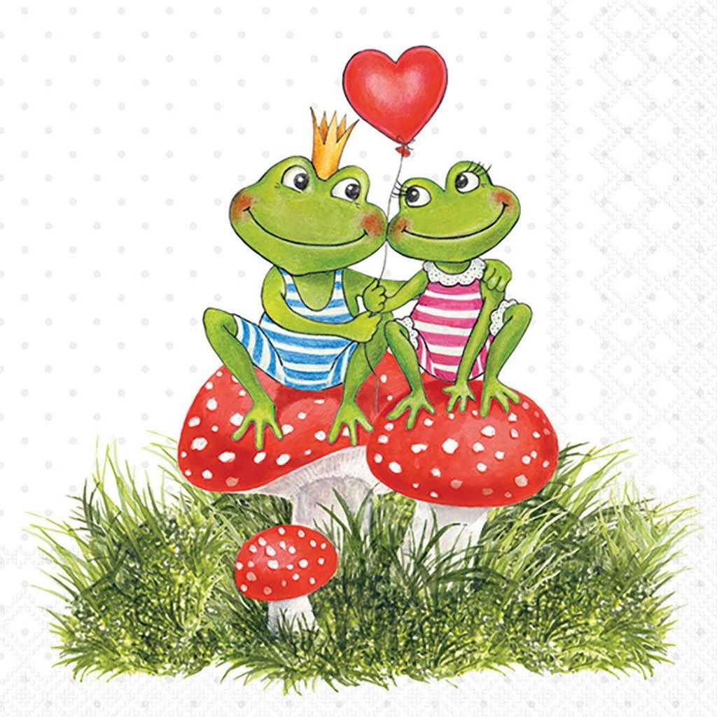 20 Servietten Frogs in Love - Verliebte Frösche 33x33cm
