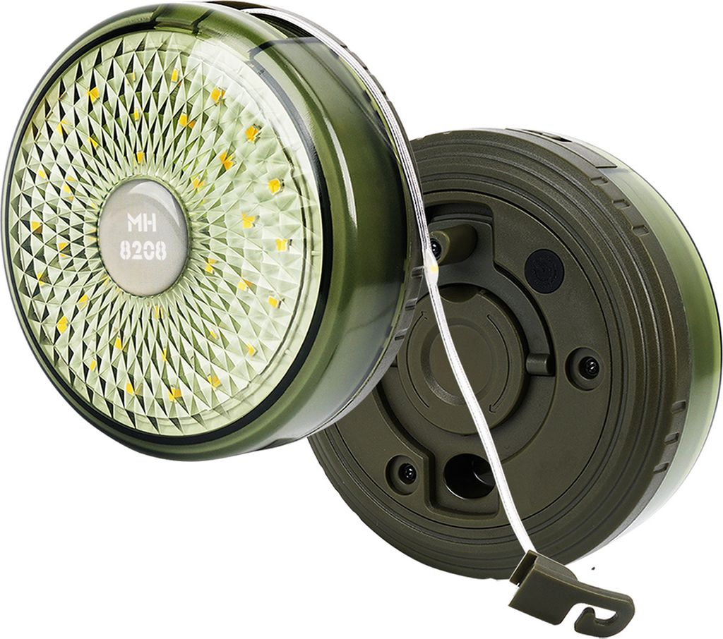 LED-Campingleuchte, ueber USB wiederaufladbar, Outdoor-Zelt, bunt, warmes Ambiente, Lichterkette, Massband, Aufbewahrung, Campingleuchte