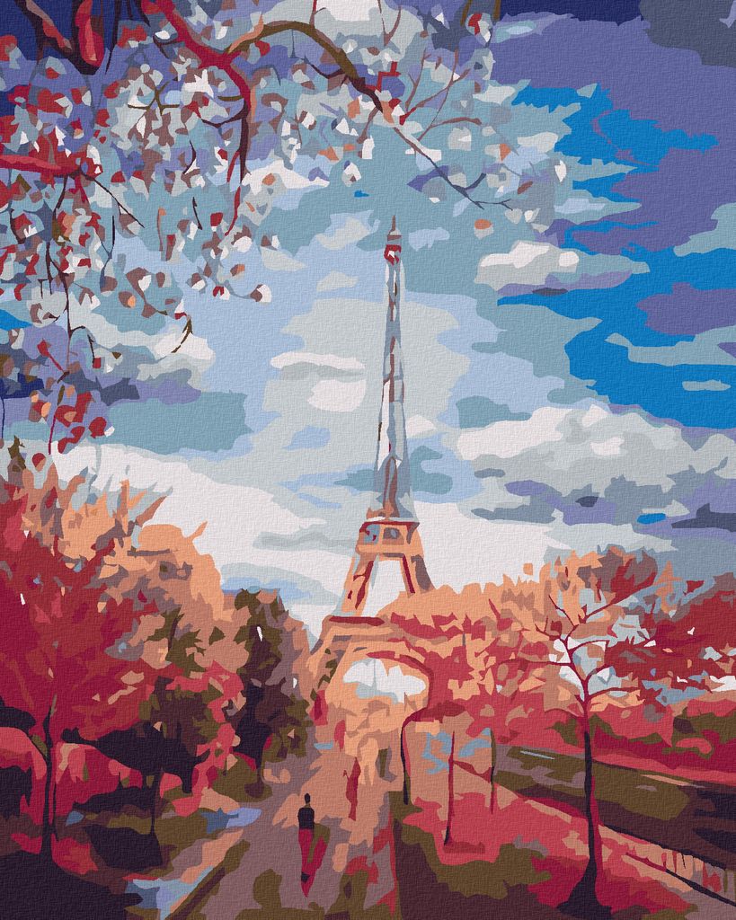 Zuty - Malen nach Zahlen - BAUMALLEE ZUM EIFFELTURM, 40x50 cm, ohne Keilrahmen