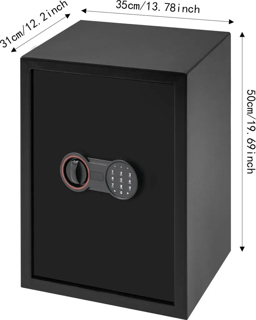 Coffre-fort électronique 35x31x50 cm avec code et clé de secours noir - 7