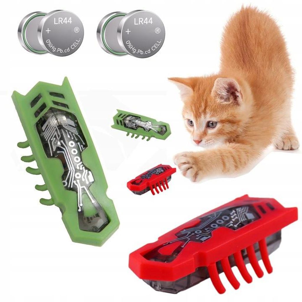 2x Kakerlaken-Wurm-Insekten-Katzenspielzeug, 4xBatterien