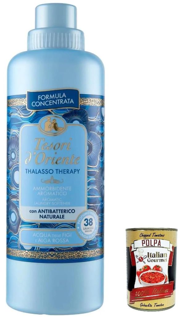 6x Tesori d'Oriente Weichspüler Thalasso Therapy Ammorbidente Concentrato, Concentrated Fabric Softener, 38 Washes, 760 ml + Italian Gourmet polpa...
