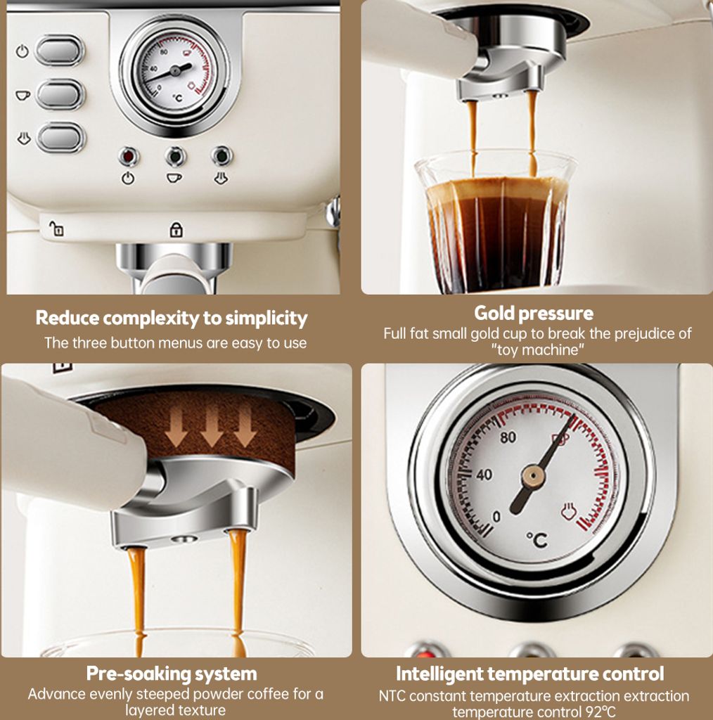Espresso-Kaffeemaschine, 20 Bar, Edelstahl-Espressomaschine Produktbild 4