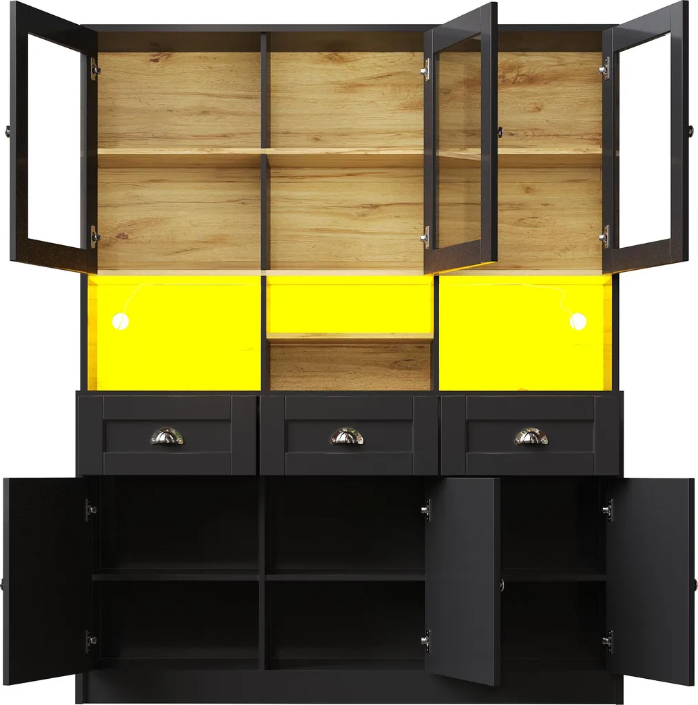 Buffet de cuisine complet avec éclairage LED et niche pour micro-ondes - 7