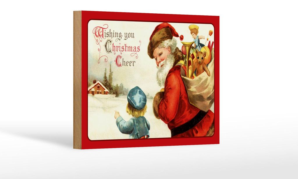 Holzschild Weihnachtsmann Santa Claus Christmas 18x12 cm Produktbild 