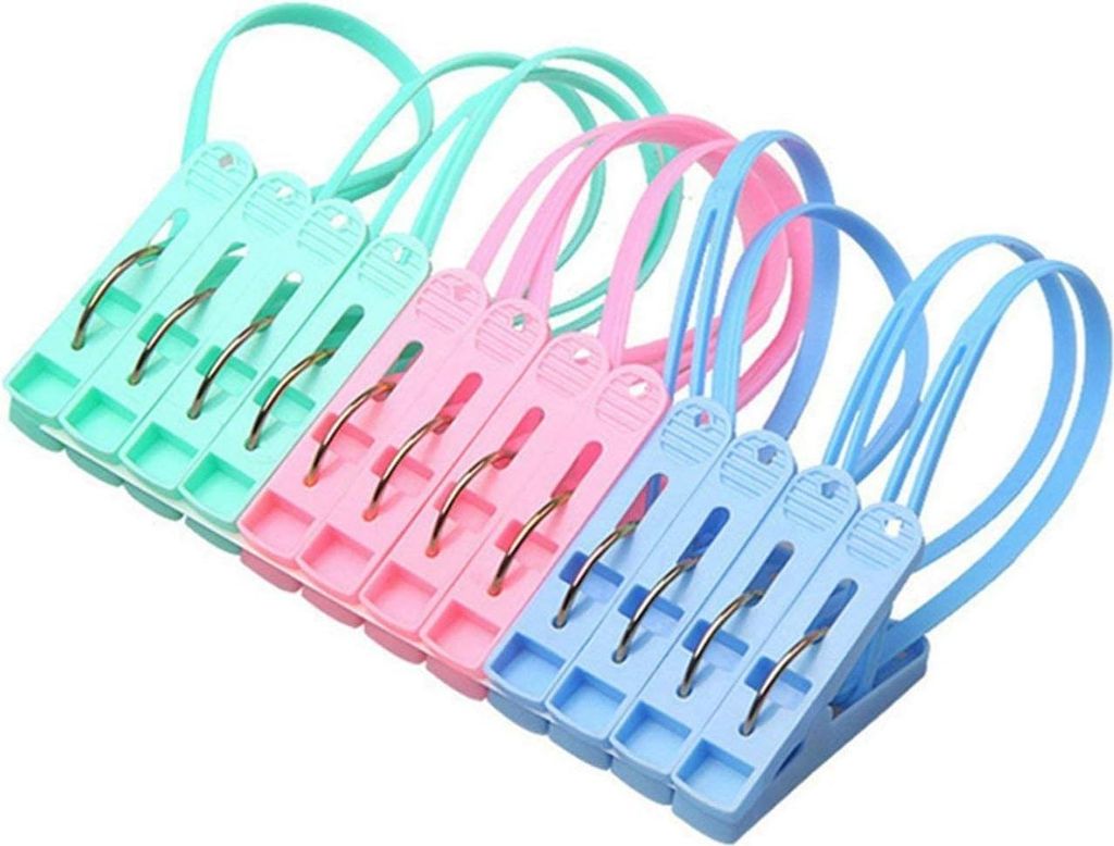 12 Stück Wäscheklammern, Strandhandtuchclips, winddicht für Bad- oder Strandhandtücher