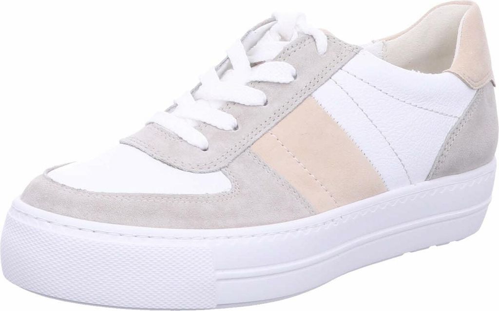 Paul Green Damen sportliche Halbschuhe/ Low Sneaker Weiß/Beige Leder-Textil-Mix Größe: 41/2