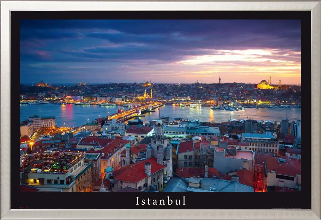 Poster Istanbul Bosphore Shinsuke cadre Maxi aluminium argent 61x91,5 cm