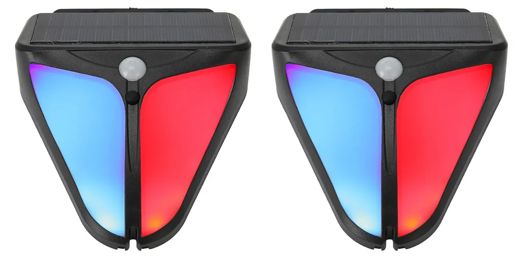 Lampe d'Alarme Solaire Extérieure avec Détecteur de Mouvement x2