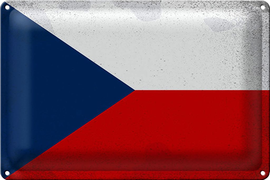 Blechschild Flagge Tschechien 18x12cm Czech Republic Vintag