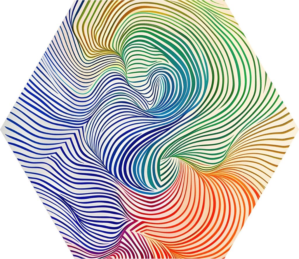 DEQORI Fototapete Sechseck 90x78 cm 'Regenbogenspirale' Wand Tapete Leinwand Sticker