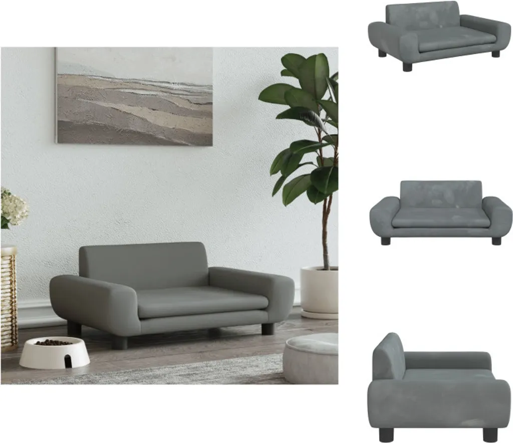 vidaXL Lit pour chien gris foncé 70x45x33 cm velours doux et élégant