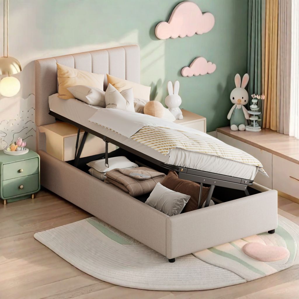 Boxspringbett 90x200cm Polsterbett mit Bettkasten und Produktbild 