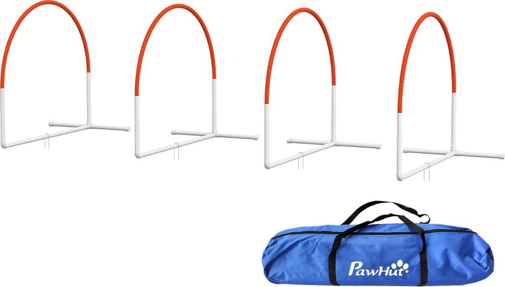 Agility-Set für Hunde, 4-teilig, inkl. Tragetasche, Kunststoff, 89x69x99 cm, Weiß+Orange