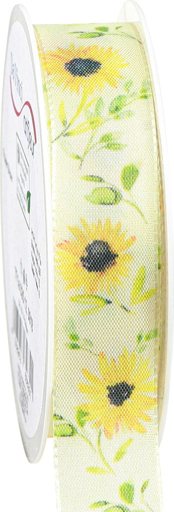 Geschenkband Gelb 25mm 18m Sonnenblumen Seidenband Deko