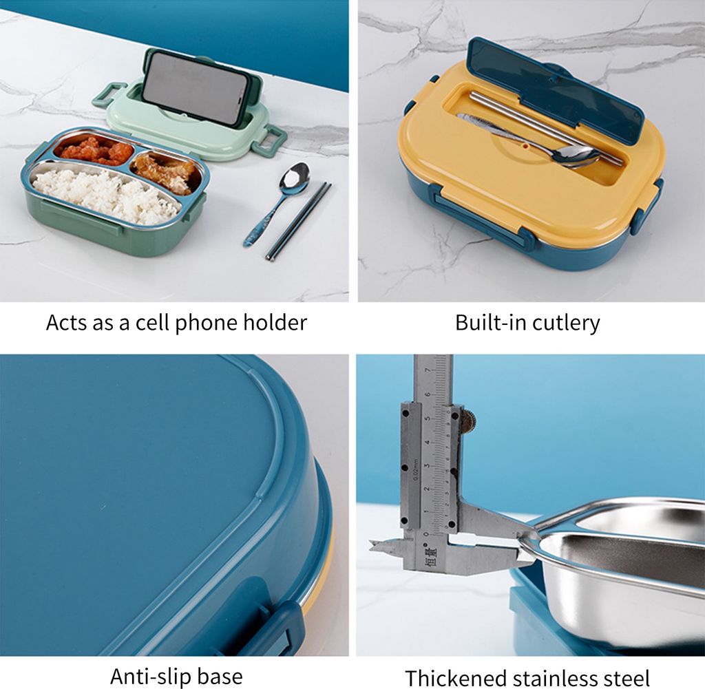Lunchbox 3 Fächer Edelstahl Auslaufsicher Mit Löf Produktbild-Vorschau 3