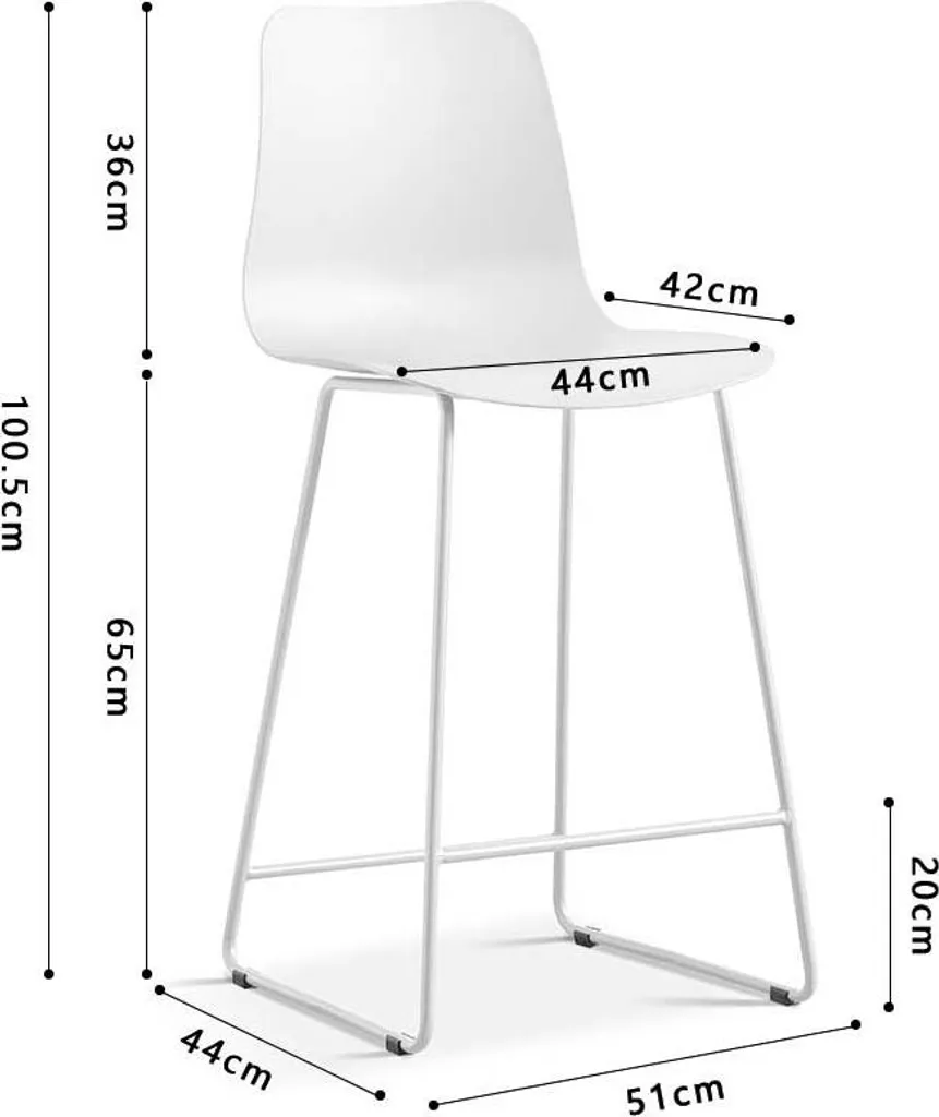 Chaise de bar blanche Marie-white, tabouret haut fixe pour îlot central - 6