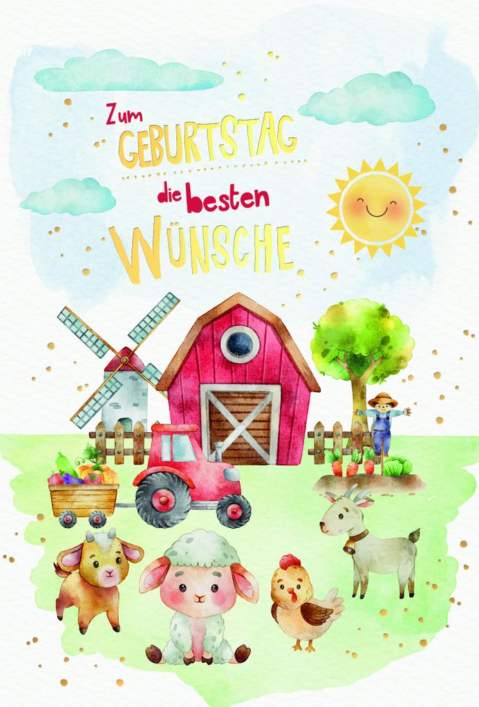 Geburtstagskarte - Zum Geburtstag die besten Wünsche